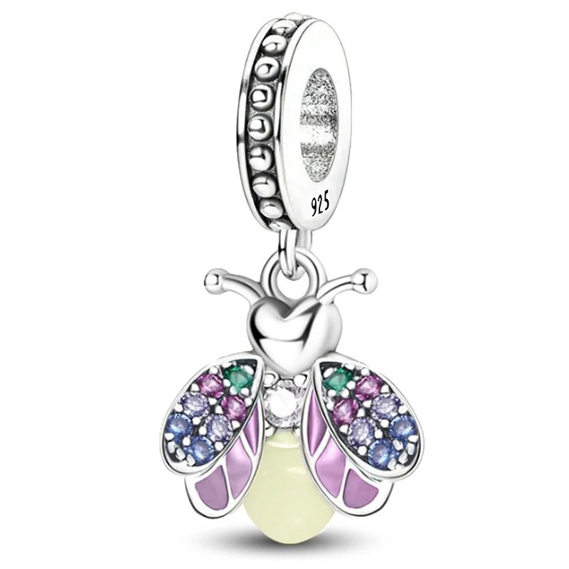 Glitzer Marienkäfer Charm – Pastell | 925 Silber