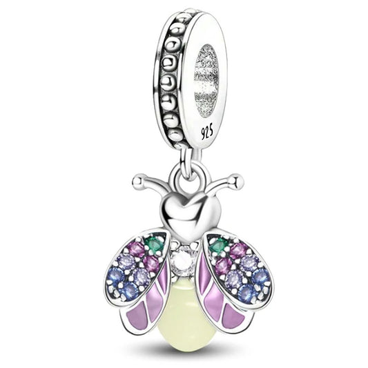 Glitzer Marienkäfer Charm – Pastell | 925 Silber