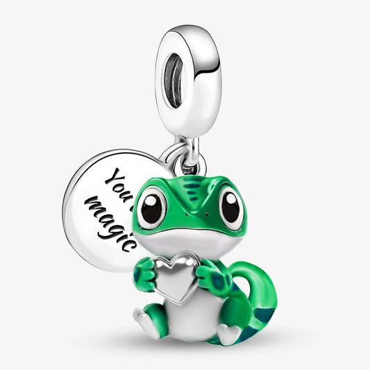 Du bist Magie Charm – grüner Gecko | 925 Silber