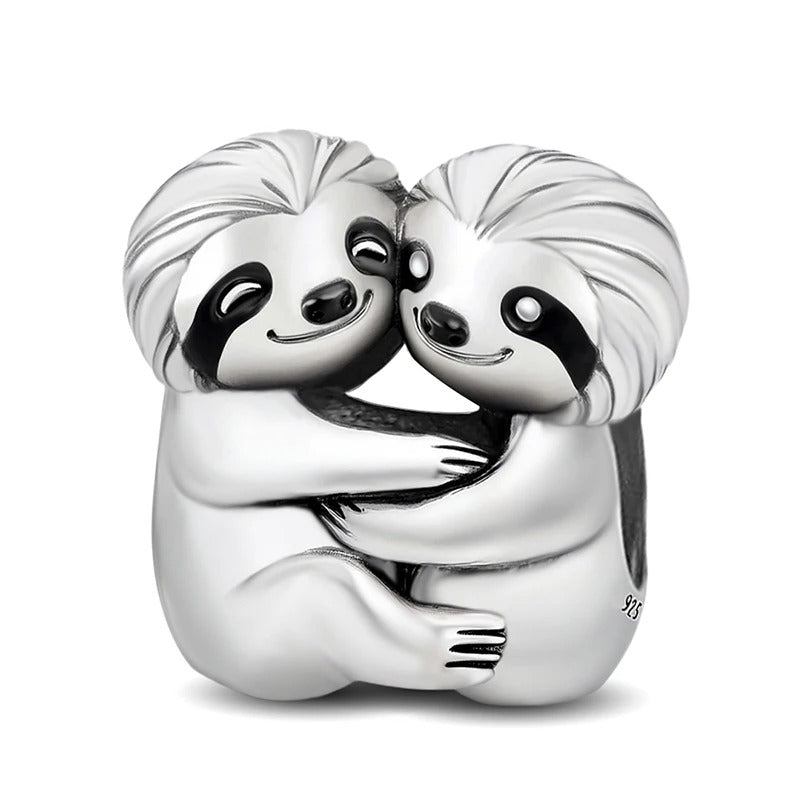 Faultier-Paar Charm – Umarmung | 925 Silber
